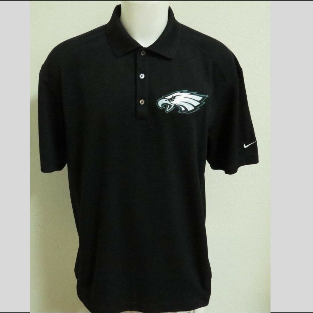 Large Black Nike Philadelphia Eagles Mens 84A Polo